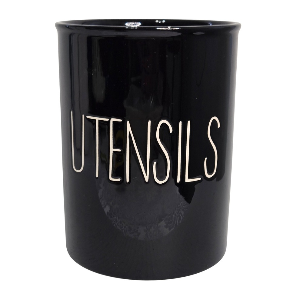 Barnyard Designs Black Ceramic Utensil Holder Farmhouse Kitchen Crock Organizer